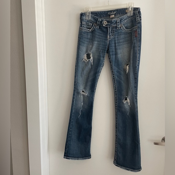Silver Low Rise Bootcut Jeans - Picture 1 of 2